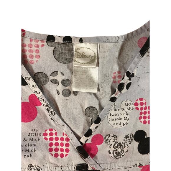 Disney Mickey Mouse Scrubs Set Scrub Top & Jacket Uniform- Small pink black - Picture 3 of 13